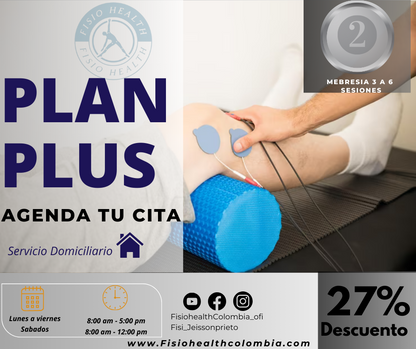 Plan plus de Fisioterapia Domiciliaria (membresía de 3 a 6 sesiones)